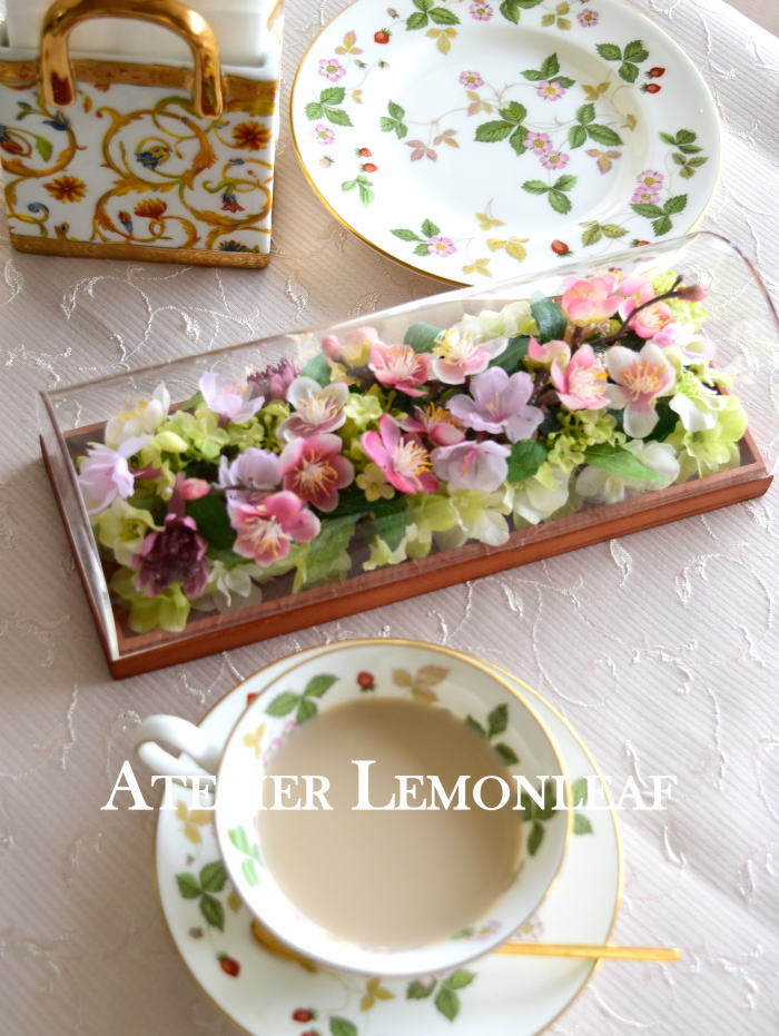 桜　梅　透明ケースアレンジ　｜アトリエレモンリーフ　