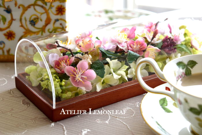 桜　梅　透明ケースアレンジ　｜アトリエレモンリーフ　