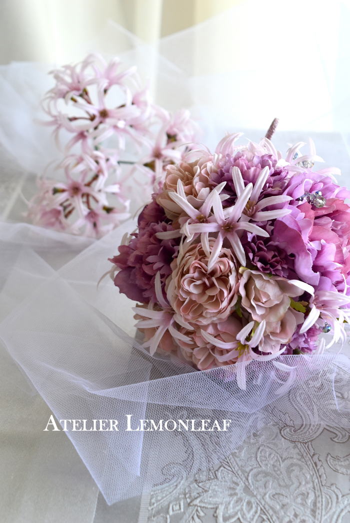 アーティフィシャルフラワー　ボールブーケ　ピオニーバラ　ピンク　｜アトリエレモンリーフ　