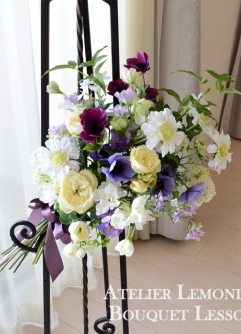 アーティフィシャルフラワーブーケ　クラッチブーケ　アネモネ　パープルブーケ　7｜アトリエレモンリーフ　