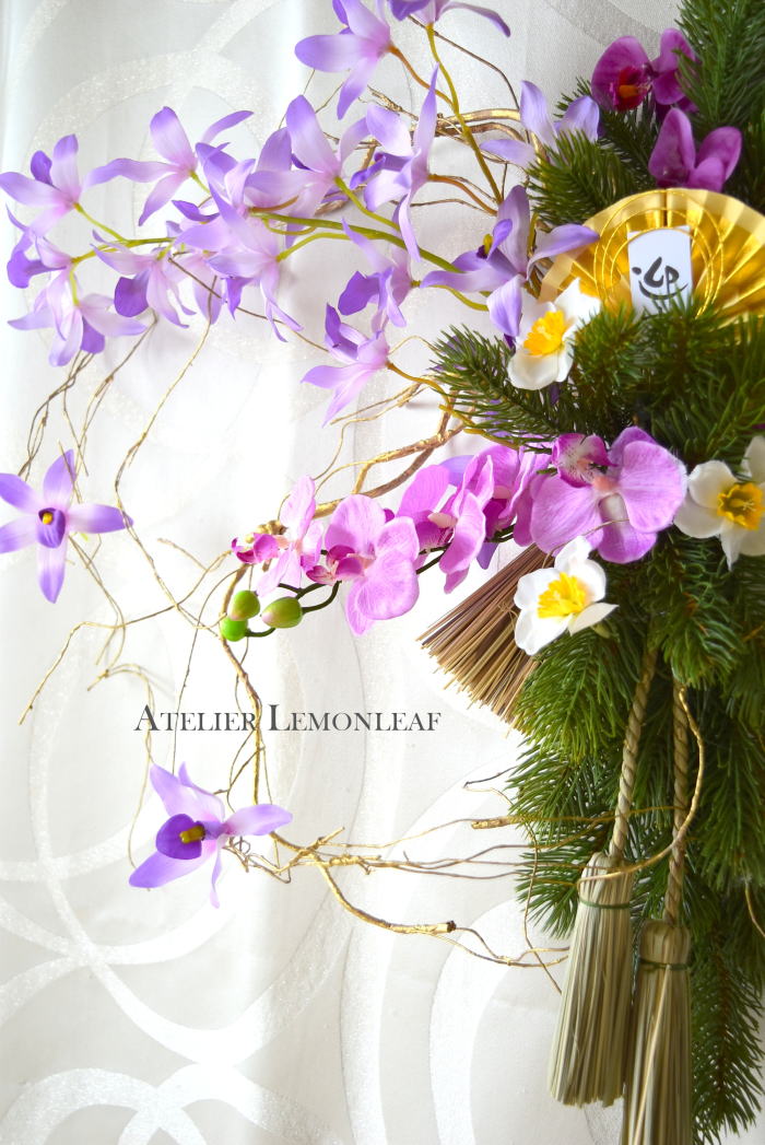 アーティフィシャルフラワー　お正月アレンジ　アップ2松｜アトリエレモンリーフ　