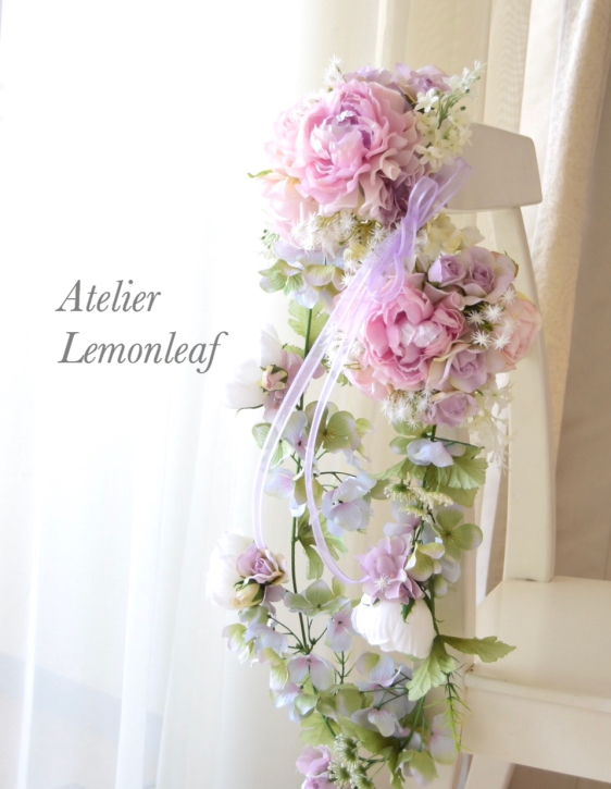 アーティフィシャルフラワーのピンクのバラを使ったブーケ2｜アトリエレモンリーフ　