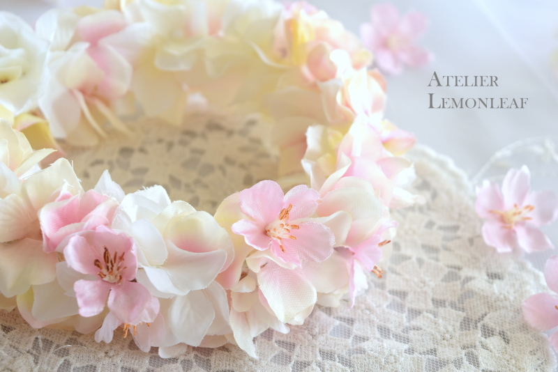アーティフィシャルフラワーの花かんむり　桜｜アトリエレモンリーフ