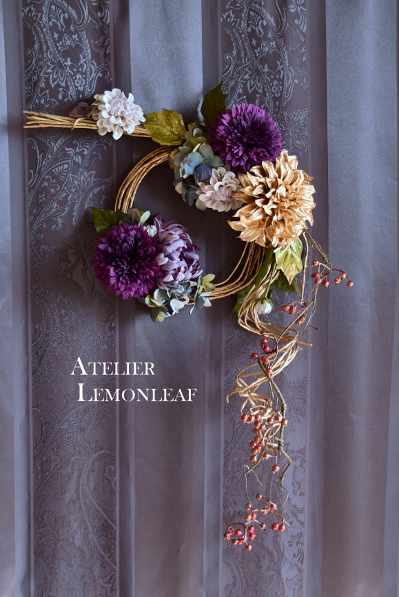 御正月　和飾り　しめ縄　リース　アレンジ　アトリエレモンリーフ