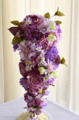 アーティフィシャルフラワーブーケ　キャスケードブーケ　パープルローズ1｜アトリエレモンリーフ　