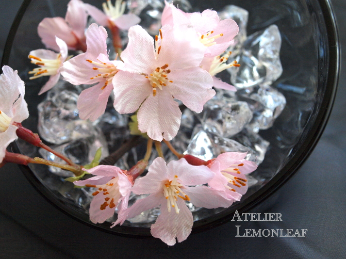 アトリエレモンリーフ　桜のアレンジ　テーブル装花　アップ