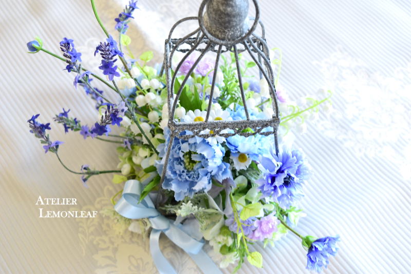 アーティフィシャルフラワー　お誕生日ギフト　ブルーの花　｜アトリエレモンリーフ