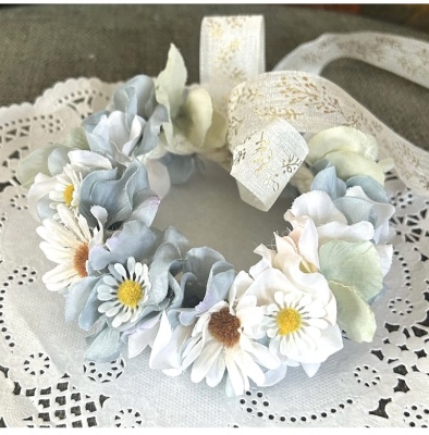 ペット、花冠、はなかんむり、花かんむり、やわらか花かんむり　ブルー｜アトリエレモンリーフ　