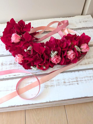 ペット、花冠、はなかんむり、花かんむり、やわらか花かんむり　赤｜アトリエレモンリーフ　