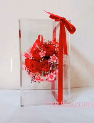 エアリーキューブ　アーティフィシャルフラワーインテリア　ギフト生徒さんの作品｜アトリエレモンリーフ