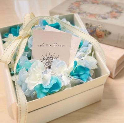 やわらか花かんむり　アーティフィシャルフラワー　ブルー　花冠｜アトリエレモンリーフ　