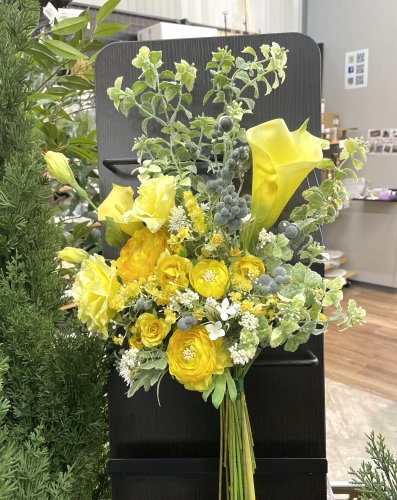 アーティフィシャルフラワー　花束　好きなお花を選んで作るレッスン　イエロー　｜アトリエレモンリーフ